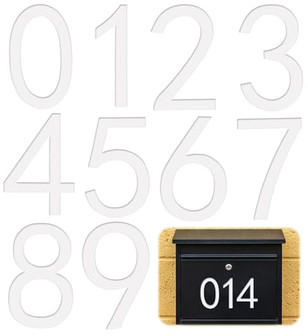 10Pcs 3D Mailbox Numbers for Outside, 2 Inch 0-9 Self-Adhesive Mail Box Numbers White Door Address Number Stickers, Waterproof House Number for Mailbox Apartment House Trash Bins Office
