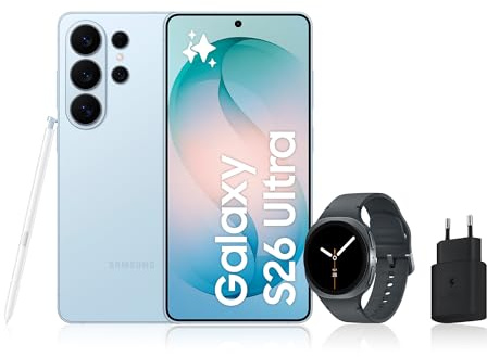 Samsung Galaxy S26 Ultra, avec Galaxy AI, 256 Go, Bleu Galaxy Watch8, 40mm, Noir, Bluetooth, Chargeurs secteurs Rapides 25W Inclus, Version FR