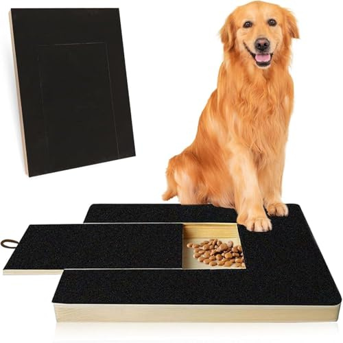 Tablero para Rascar Uñas para Perros, Rasca Uñas para Perros con Cajas de Golosinas, Rascador Uñass para Perro con Boxear Premios Papel Lija, Alternativa a Cortauñas y Rascadores, 35x25cm
