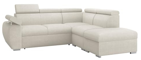 Mirjan24 Ecksofa Boston 2RR1P, Eckcouch mit Schlaffunktion und 2 Bettkästen, Polsterecke mit Einstellbare Kopfstützen, L-Sofa, Wohnlandschaft (Flow 06, Seite: Rechts - 2R+R+1P(65)+PP)