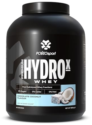 Polleo Premium HydroX Whey - Hydrolysiertes Whey Protein Pulver - 26 g Protein pro Portion - 0 g Zucker, Fett & Kohlenhydrate - 5 g BCAA & 4 g Glutamin (1800 g, Chocolate Coconut)