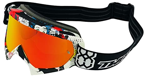 TWO-X Cross-Brille - Motocross-Brille mit verspiegeltem Iridium Glas - Kratzfeste Motorrad-Brille - Enduro & Downhill - Modell Race - Villains-Bunt
