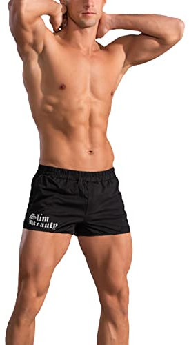 palglg Herren Bodybuilding Trainieren Kurze Hose Fitness Baumwolle Men Sporthosen Shorts 3 Schwarz L