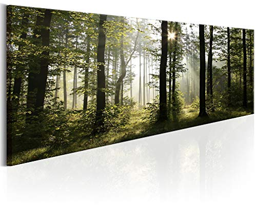 decomonkey Bilder Wald 120x40 cm 1 Teilig Leinwandbilder Bild auf Leinwand Vlies Wandbild Kunstdruck Wanddeko Wand Wohnzimmer Wanddekoration Deko Natur Landschaft