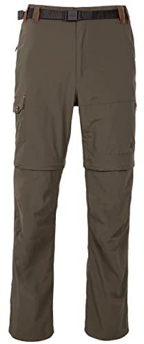 Trespass Men's Rynne Mosquito Repellent Quick Dry Trousers Pants with UV Protection and Zip off Legs, Olive, M UK
