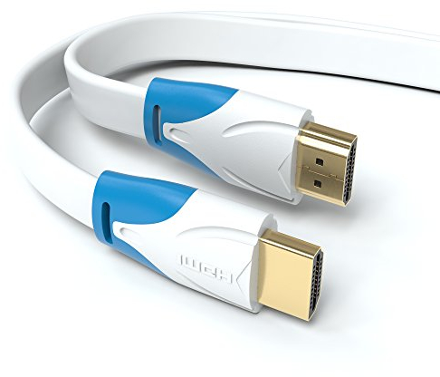 JAMEGA - 15m HDMI-Kabel Flach Weiß | 4K Ultra HD 2160p / Full HD 1080p | 144 Hz / 3D / ARC/HDR/CEC/Ethernet | für Beamer, TV, Notebook, PC, PS4, XBOX uvm.