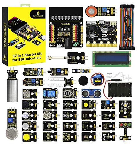 KEYESTUDIO BBC Micro:bit V2 37 In 1 Sensor Starto Kit | Microcontroller Starter Kit mit Microbit V2.2, PDF Tutorials und Erweiterungskarte enthalten für Micro bit