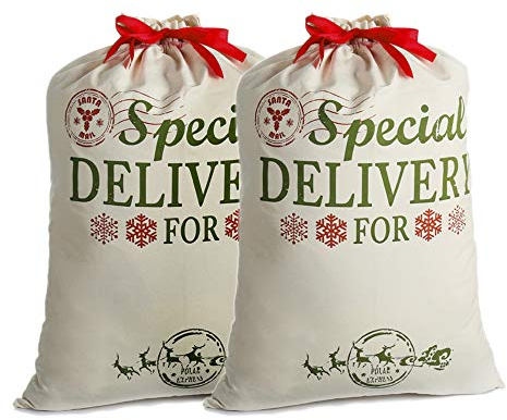 2 pack Weihnachtsmann Sack Groß Weihnachtssack 26.8’’ X 19.7’’ Santa Sack Weihnachten Tasche für Xmas Strümpfe Geschenk & dekoration für Kinder