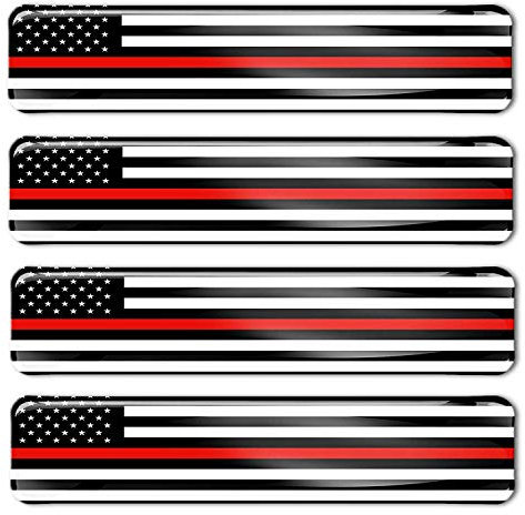 Biomar Labs® 4 x Aufkleber 3D Gel Silikon Stickers USA Amerika Thin Red Line America Dünne Rote Linie Feuerwehr Flagge Fahne Flag Autoaufkleber F 58