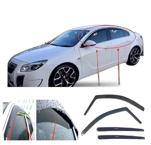 AC WOW 4 x Windabweiser kompatibel mit Opel Insignia A Mk1 4/5-Türer 2008 2009 2010 2011 2012 2013 2014 2015 2016 2017 Acrylglas PMMA-Visiere Regen Schnee Sonne Wetterschutz