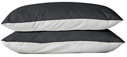 BLUE MOON Mako Satin Wendebettwäsche Satin Kissenbezug einfärbig Uni, Kopfkissenbezug, Pillow case, Pillow case 40x80 Made in EU! (hellgrau/anthrazit Kissenbezüge 2er-Pack, 40 x 80 cm)