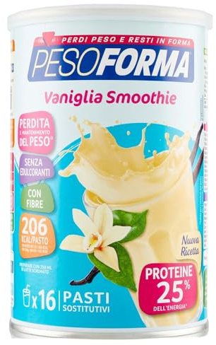 PESOFORMA VANIGLIA SMOOTHIE, Pasto Sostitutivo per il Controllo del Peso, Smoothie Gustoso che Aiuta a Rimettersi in Forma, Ricco in Proteine e Fibre, Solo 206 Calorie, 16 pasti, 436 gr