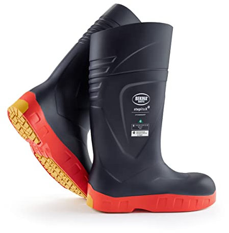 Botas de Trabajo para Hombres y Mujeres, Botas de Seguridad con Puntera y Suela de Acero, aislantes hasta -40 Grados, Steplite X StormGrip, Azul-Naranja, EU 41