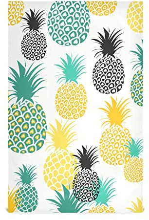 susiyo Geschirrtuch, tropisch, gelb, blau, Ananas, Küchentuch, Set mit 4 Stück, weiches Polyester-Geschirrtuch zum Kochen, Waschen, 71,1 x 45,7 cm