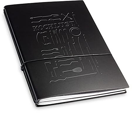 X17-Mein Rezeptebuch, Kochbuch, A5, Ringebuch, zum Selberschreiben, eintragen, aus recyceltem Leder schwarz; die wahre Kochlust! Austauschbare Hefte! 100% Made in Germany