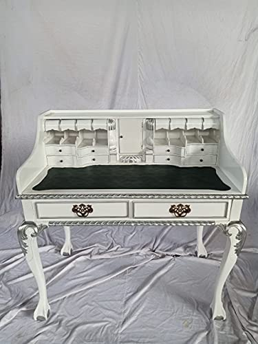 Kunibert Sekretär Barock Louis Seize Renaissance Rokoko Farbe: weiß mit Silber Schreibtisch Schminktisch Länge102xHöhe108xBreite58cm Nr.12