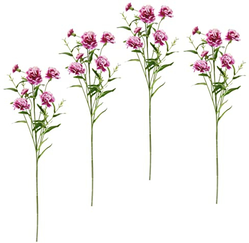 Flair Flower Nelken Blumen Pflanzen Arrangements Kunstblumen Dekoration Einzelblume Stielblume Seidenblume Knospe Stiele für Kranz Gestecke Bouquets M, 021033RSD, Dunkelrosa, 71x15x8 cm