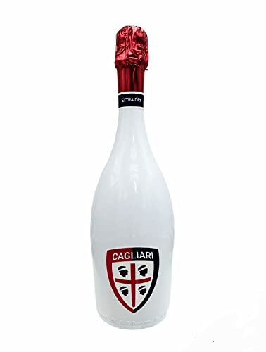 Prosecco, Cagliari Calcio, Vino Spumante, Extra Dry, Bottiglia Edizione Limitata, da Collezione, 750 ml, Idea Regalo Tifosi Sardi, Gadget Sardegna