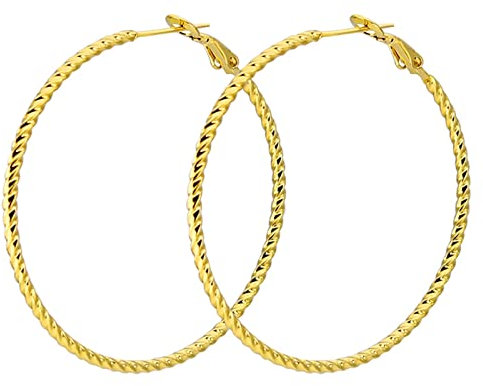 Skcess Ohrringe Mädchen Schwarz, Creolen Ohrring Edelstahl Polierter Seilkreis Geschenke Für Damen