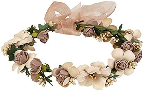 Flower Crown,Flower Headband Floral Garland Headbands Boho Rose Head Band Women Lady Girl Hairband Wreaths Garlands for Hat Ornament Party Festival Beach Travle Bridal Wedding Hair Accessories