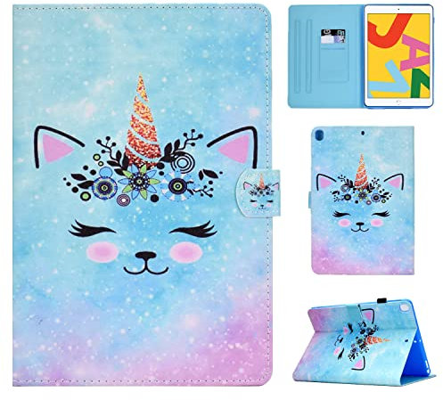 Vaitasy Funda para iPad 10.2 Pulgadas (2021/2020/ 2019) iPad Air 10.5 2019, Ultra Delgado Ligera Carcasa con Función de Soporte Cover para iPad 9th/ 8th/ 7th Generation - Unicornio