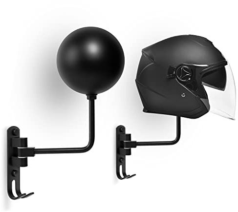 testyu Lot de 2 supports muraux pour casque de moto - Rotation à 180 ° - En métal - Support mural amovible - Avec double crochet pour casque de moto