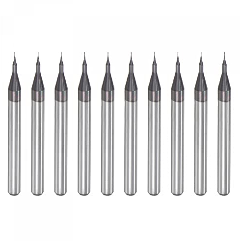 sourcing map Schaftfräser Gravierfräser CNC Fräser rechts Filmbeschichtet Wolframkarbid für Faser Holz 10 Stück 0,2 mm x 1 mm