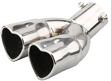 Auto Auspuff Endrohre Schalldämpfer, Asudaro 63mm Doppelt Schalldämpfer in Herzform, Universal Auspuff Endstück Auto Auspuff Tipps für Autos Geländewagen Auspuff Blende Hals Endrohr