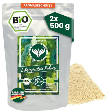 Azafran BIO Erbsenprotein | Veganer Eiweiß-Ersatz Pulver | Eiweißpulver aus Erbsen | veganes Proteinpulver aus Erbse 1kg