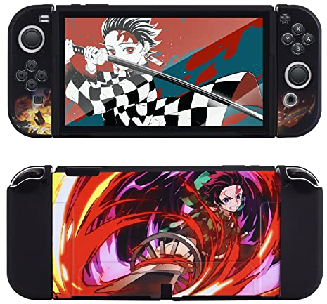 DLseego Schutzhülle Kompatibel mit Switch OLED, Andockbare TPU-Abdeckung Joycons Hülle, Zubehör für Kratzfestes und Stoßdämpfendes Design für Switch OLED 2021,Schwarz