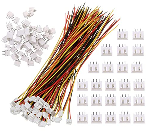 HUAZIZ 50 Paar Mini Micro JST-ZH 1.5mm 3-Pin Connector Plug mit Wires Cables 15cm, Micro JST-ZH 3-Pin Stecker & Buchse Stecker