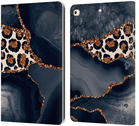 Head Case Designs Offizielle UtArt Leopard Wildkatze Marmor Leder Brieftaschen Handyhülle Hülle Huelle kompatibel mit Apple iPad 9.7 2017 / iPad 9.7 2018