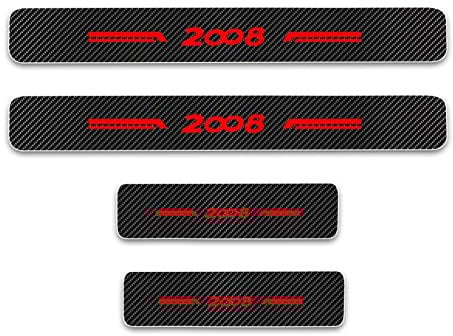 EAGLEG Car Door Sill Protector for Peu-geot 2008 4PCS Car Door Sill Scuff Plate Carbon Fiber Stickers Accessories,Red