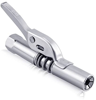 SAVITA Grease Gun Tip, 12000 PSI Strong Locking Grease Gun Coupler Durable Grease Gun Quick Release Coupler 1/8'' NPT Grease Gun Accessories Compatible with All Grease Guns