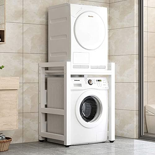 DELORM Lavatrice Scaffale Tamburo Lavastoviglie Ripiano di Stoccaggio Piano 2 Livelli Asciugatrice Superiore Impilabile Rack Adatto per Bagno, Cucina, Balcone, Lavanderia, capacità Portante 300kg