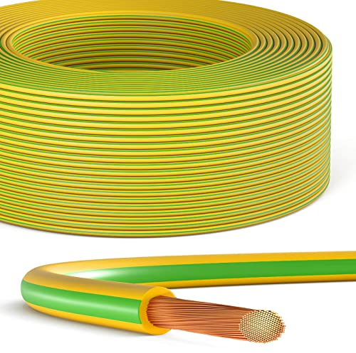 hb-digital 25m 10mm2 Cable de toma de tierra H07V-K Conductor de cobre flexible Conductor único para instalaciones fotovoltaicas Cable de energía solar Cable de PVC Cable de toma de tierra con alambre