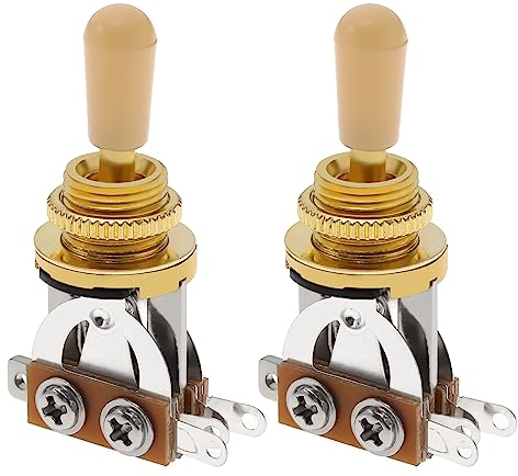 Be In Your Mind 2 x 3-Wege-Kippschalter für E-Gitarre, kompatibel mit Les Paul Style E-Gitarren-Tonabnehmer, Wahlschalter mit goldfarbener Drehknopfkappe