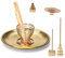 Kigniote Porte Encens 5 en 1,Porte Palo Santo Porte Sauge 14cm Bruleur Encens en Laiton Porte Encens Baton Support Encens avec Récupérateur de Cendres pour Décoration De Salon, Yoga (Ronde)