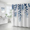 Lerores Duschvorhang 240x200cm Blaublatt, Beschwerter Saum Antischimmel Textil, Wasserabweisend, Waschbar Polyester Stoff Badevorhänge mit 16 Ösen und Duschvorhangringe für Badezimmer, Badewanne