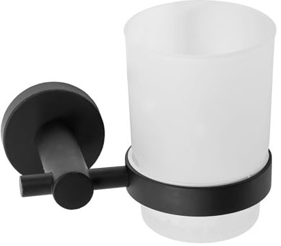 Rea Portacepillos de Dientes Negro 322233C Portavasos de Metal para Baño (Negro)