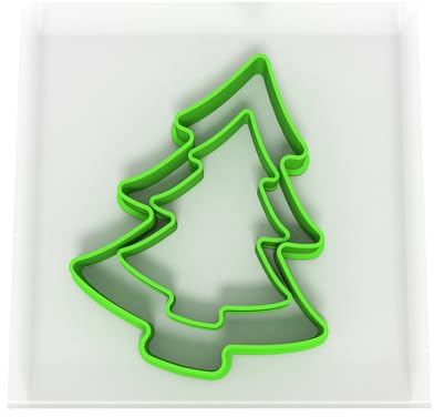 Just Cutters Christmas Tree Shape Cookie Cutter | Set of 2 Plastic Cutters for Baking, Fondant, Clay, Pastry, Icing, Jewellery (5CM + 8CM)