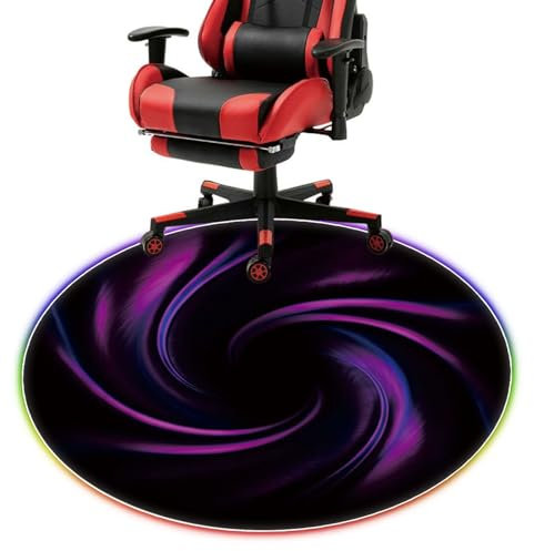 ToeWoe RGB-Gaming-Stuhl-Matte für Hartholz Beleuchtet rutschfest Büroteppich Reduziert Geräusche Kratzfest Schutzteppich 9 LED-Beleuchtungsmodi USB-Ladung (Size : 47.2/120cm)