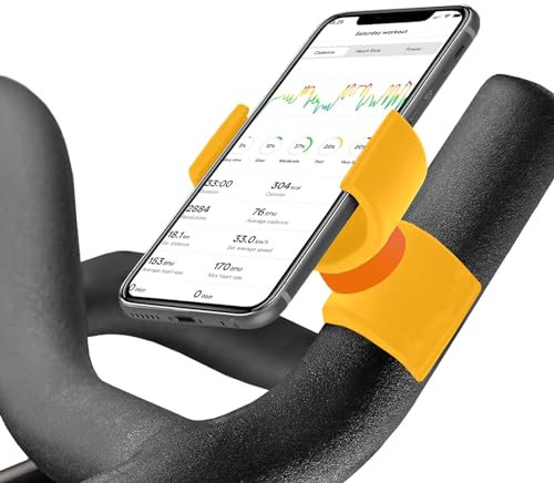 Renimove Soporte movil Bicicleta estatica Compatible con Smartphones hasta 7.5 de Pantalla diseño Universal facil Instalacion Agarre Seguro y Estable rotación 360° para una Vision Optima (Amarillo)