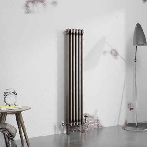 Warmehaus 1500x292mm Raw Metal Vertical 3 Column Radiator Traditional Cast Iron Style Bathroom Radiator Central Heating