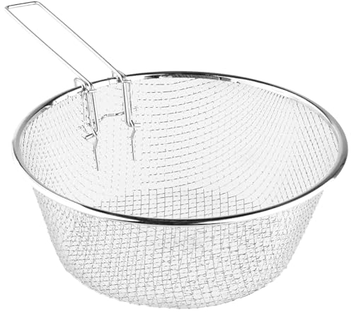 TIENDA EURASIA – Cestillo Freidor, con Asa Abatible para Mejor Almacenaje, Forma Redonda, de Acero Inoxidable, Color Plata, de Distintos Tamaños, para Freir y Cocinar (26 cm)