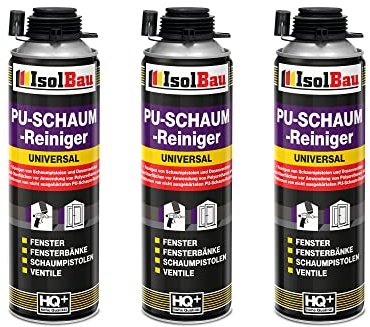 Isolbau PU-Schaum Reiniger - 3 x 500 ml Dose Schaumreiniger für PU-Schaumpistolen, Pistolenreiniger, Reinigungsmittel, Entfetter, Ventile & Oberflächen