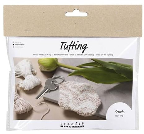 Creativ Mini Bastelset Punch Needle, beige, Schlüsselanhänger, 1 Packung