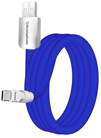 chubbycable Chubby 2.0 Fast Charging Cable Durable Soft Silicone USB C Cable 240W Extra Thick Phone Charger Cord Data Transfer Type C Cable, Dark Blue, USB-A to Type-C, 9.8 FT