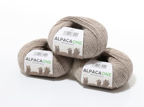 150 Gramm 100% Baby Alpaka Wolle 112m 4-4,5 Nadelstärke Nm 4/9 Strick-Häkel Garn Strickwolle, Farbe: Graubeige, Größe: 150 Gramm