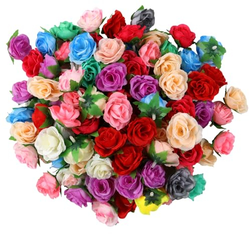 80 Stück Kunstblumen Köpfe Künstliche Blumenköpfe Blumen Rosen Köpfe Rosen Kunstblumen Gefälschte RosenKöpfe Deko Seidenblumen Fake Blumen Kunstblumen zum Basteln, für Hochzeit Party Deko DIY Basteln